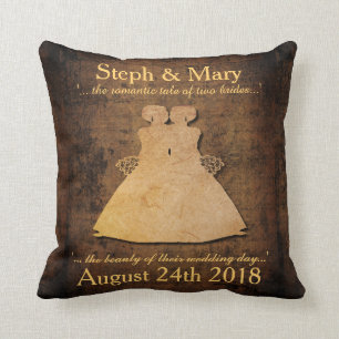 Girl Meets Girl Pillow Custom Lesbian Wedding Gift