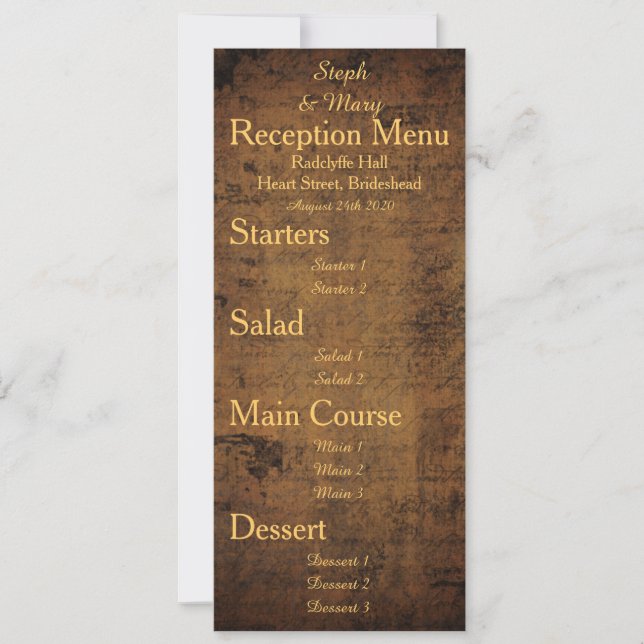 Girl Meets Girl Wedding Reception Menu Card (Front)