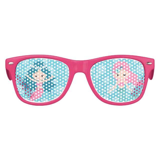 Girl Mermaid Birthday Party Personalized Kids Sunglasses (Front)