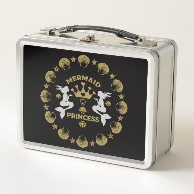  Girl Mermaid Princess Metal Lunch Box (Front)