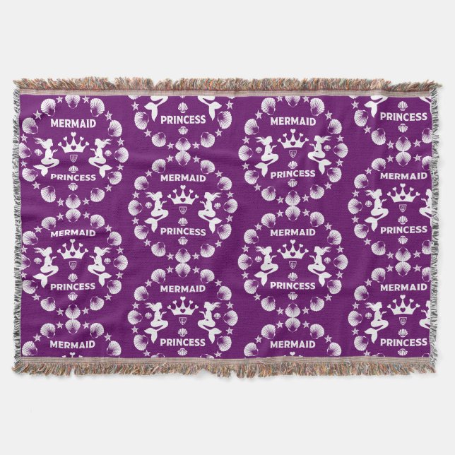  Girl Mermaid Princess Throw Blanket (Front)
