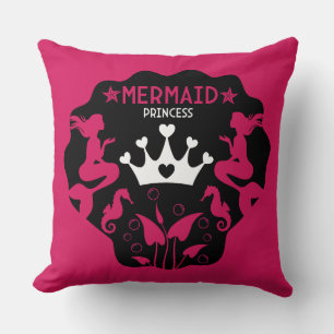 Girl Mermaid Princess Throw Pillow