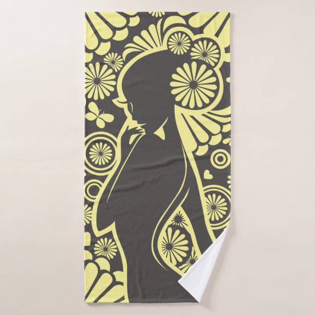 Girl Modern Minimalist Towel (Bath Towel)
