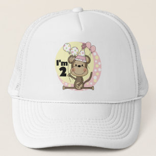 Girl Monkey in Party Hat 2nd Birthday