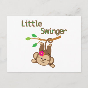 Girl Monkey Little Swinger Postcard