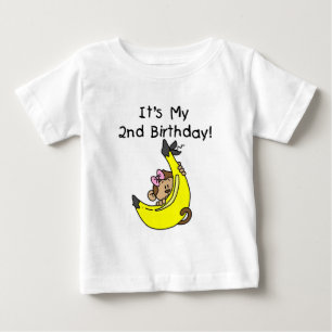 Girl Monkey on Banana 2nd Birthday Tshirts