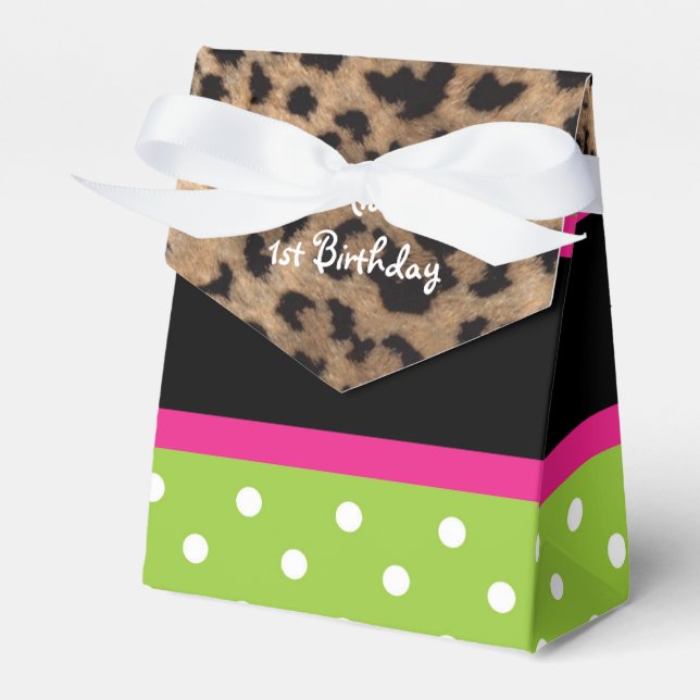 Girl Monkey Safari Chic Birthday Party Favour Boxe Favor Box (Front Side)
