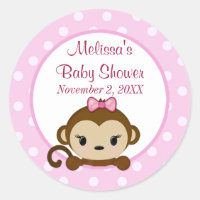 GIRL MONKEY Sweet Safari Baby Shower sticker SST#1