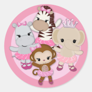 GIRL MONKEY Tu Tu Cute Baby Shower sticker/seal #1 Classic Round Sticker