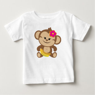 Girl Monkey With Banana Baby T-Shirt