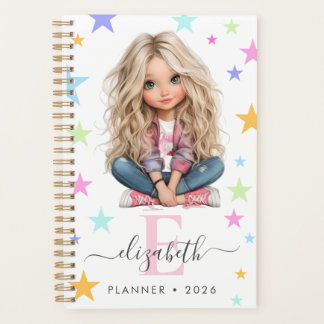 Girl Monogram Any Initial & Name Photo Planner