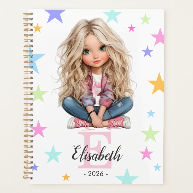 Girl Monogram Any Initial & Name Planner (Front)