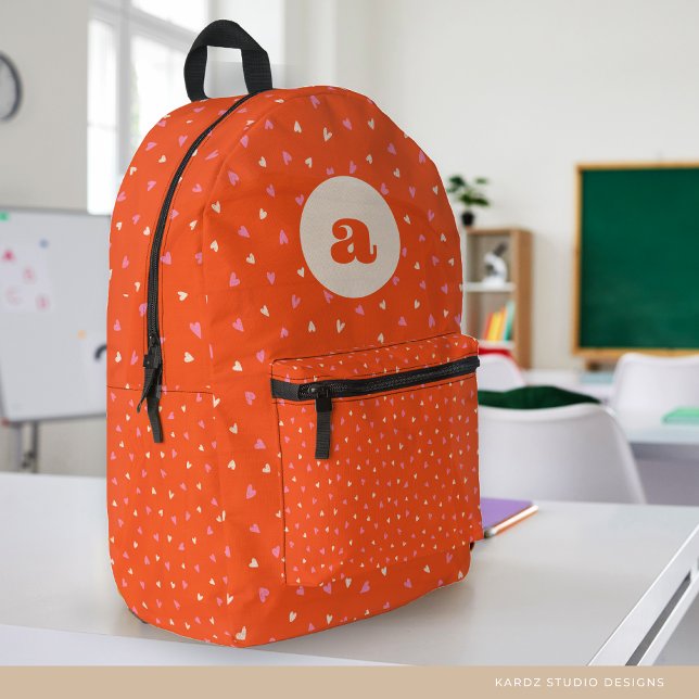 Girl Monogram Red Pink Hearts Print Cut Sew Bag (Creator Uploaded)