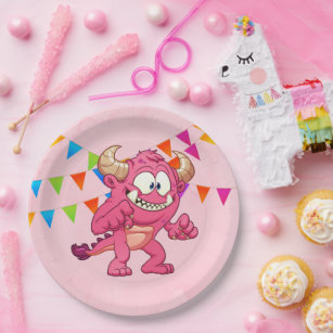 Girl Monster Birthday Party Paper Plate
