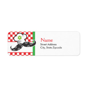 Girl Moustache Chef Address Label