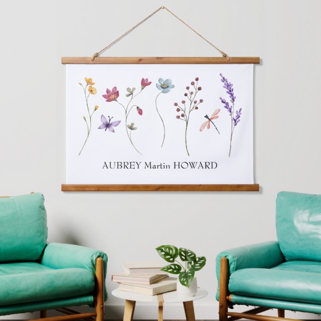 Girl Name Canvas Flag | Personalized Name Sign Hanging Tapestry (Living Room)