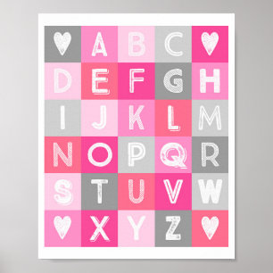 Girl Nursery Decor Alphabet Pink Grey