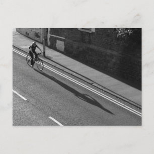 Girl on a Bicycle BW Postcard