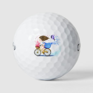 Girl On A Bike Golf Balls Romantic Love