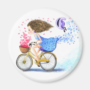 Girl On A Bike Magnet Romantic Love Gift