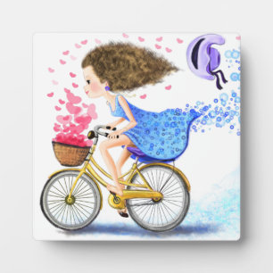 Girl On A Bike Plaque Romantic Love
