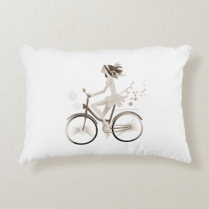 ***GIRL ON A BIKE RIDE*** FUN ACCENT PILLOW