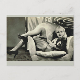 Girl on a cushion postcard