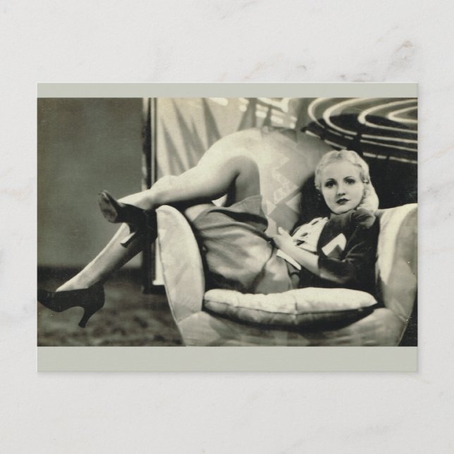 Girl on a cushion postcard (Front)