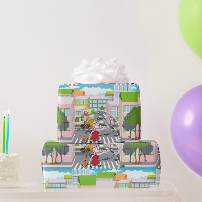 Girl On A Pedestrian Crossing Wrapping Paper (Creator Uploaded)