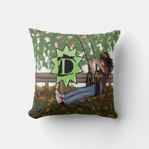 Girl On A Swing Personalized Couch Throw Pillow