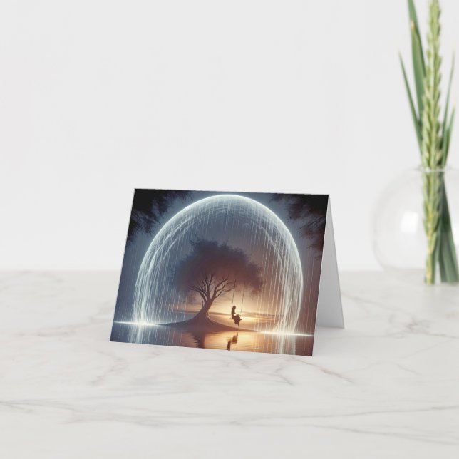 Girl On a Tree Swing Note Card (Front)