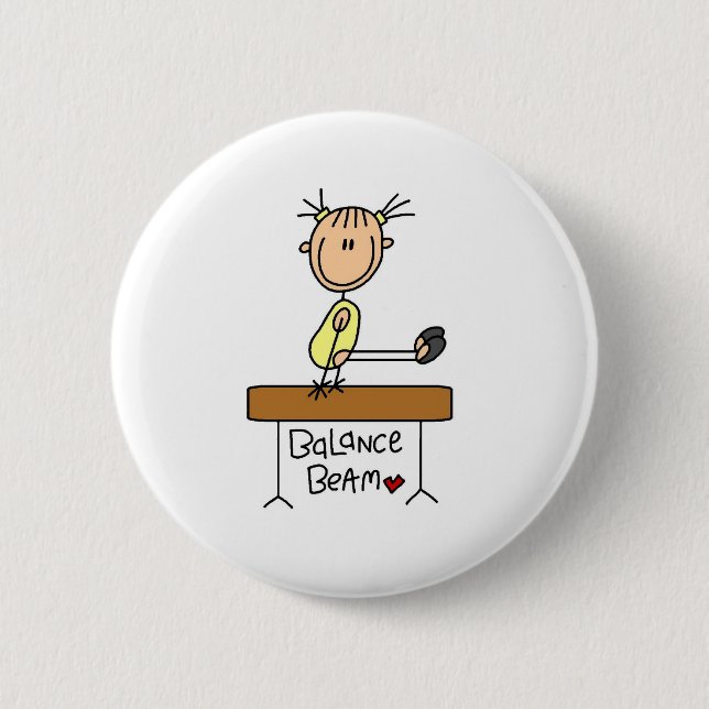 Girl on Balance Beam 2 Inch Round Button (Front)