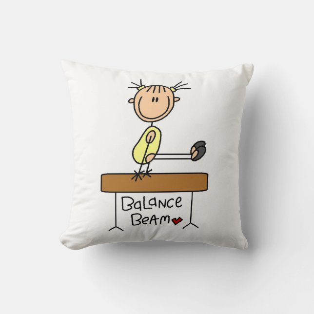 Girl on Balance Beam Throw Pillow (Front)