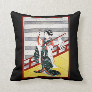 Girl on Balcony Woodblock Japan Art history travel Throw Pillow