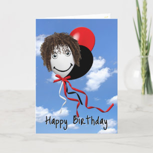 Girl On Birthday Balloon In Sky Card
