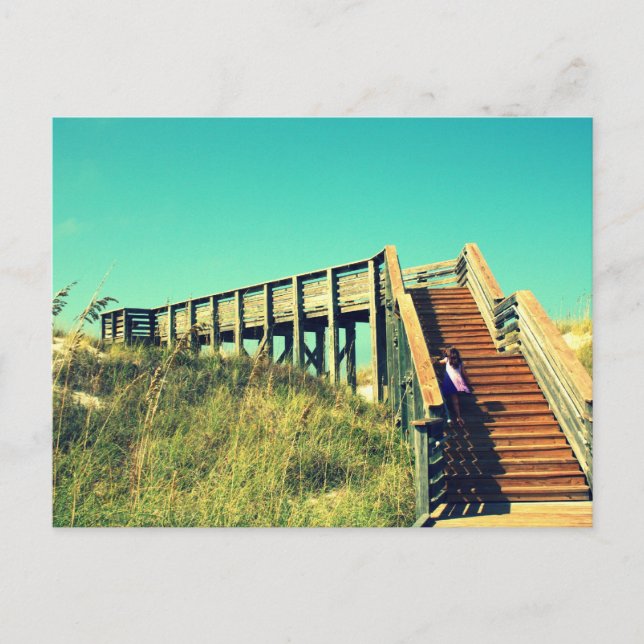 Girl on boardwalk, Florida Gulf Coast Beach Postcard (Front)