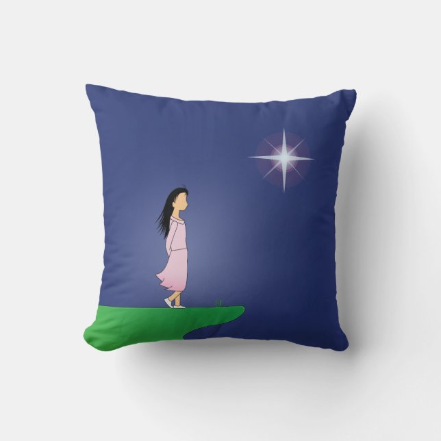 Girl on Cliff Throw Pillow (Front)