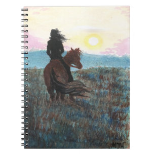 Girl on Horse Peaceful Sunset Notebook Journal