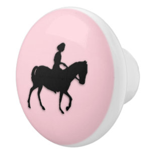 Girl on Horse / Pony Pink Ceramic Knob