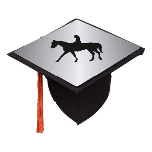 Girl on Horse Silver Graduation Cap Topper