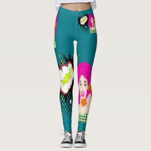 Girl On Phone WOW Any Colour Background Leggings