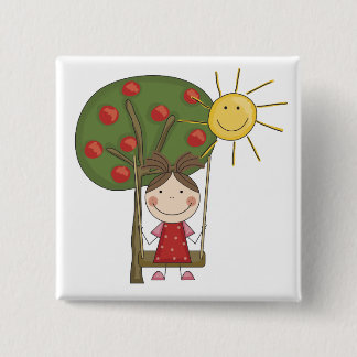 Girl on Swing T-shirts and Gifts 2 Inch Square Button