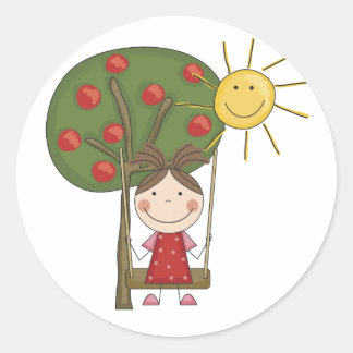 Girl on Swing T-shirts and Gifts Classic Round Sticker