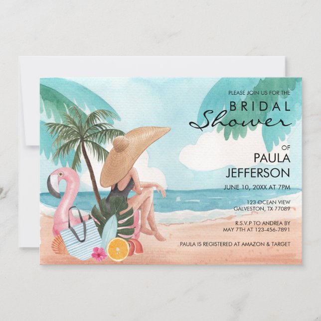 Girl On The Beach Bridal Shower  Invitation (Front)