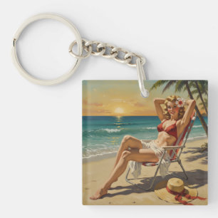 Girl On the Beach Retro 'les années 50 Pin-up art