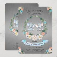 Girl or boy Baby Shower elephant,Silver metal,cute