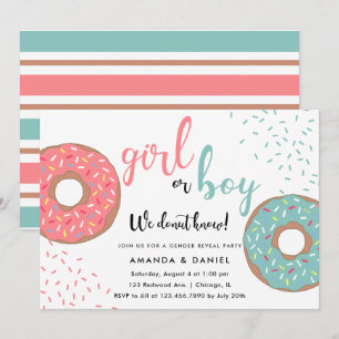 Girl or Boy / Blue or Pink Doughnuts Gender Reveal Invitation