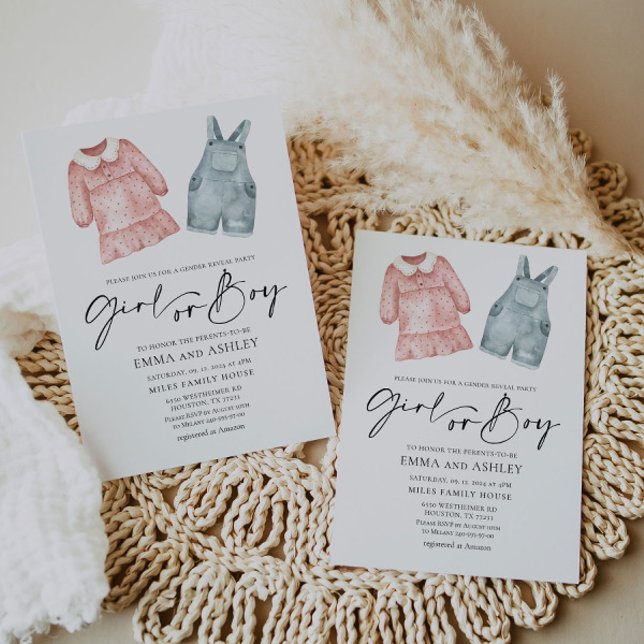 Girl or Boy Clothes Gender Reveal Invitation (Creator Uploaded)
