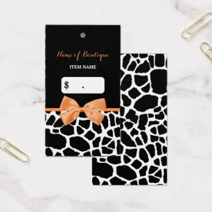 Girl Orange Bow Giraffe Imprimer Boutique Hang Tag