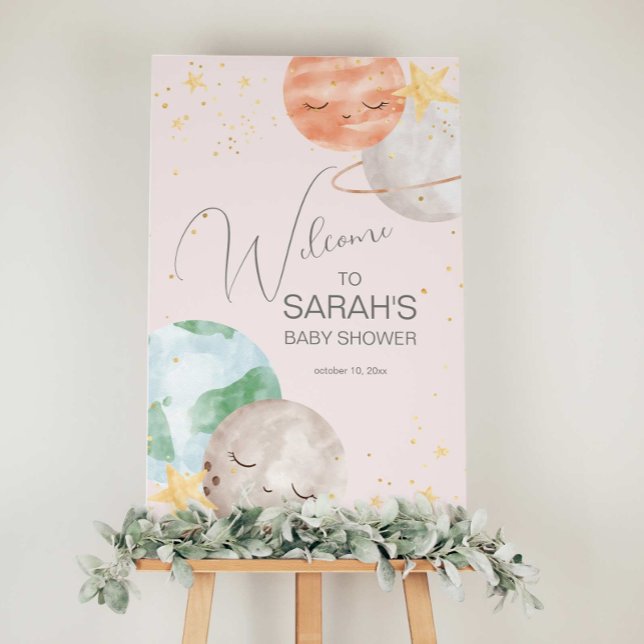 Girl Outer Space Baby Shower Welcome Sign (Creator Uploaded)